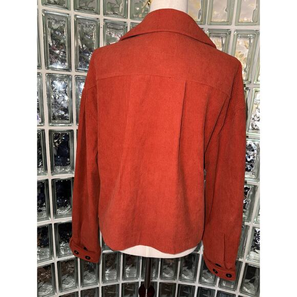 Avec Les Filles Rust Colored Corduroy Cropped Shacket  - size S - OJ - Picture 5 of 10